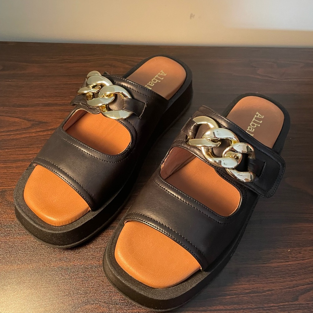 NWOT Black Anthro sandals, size EU 40